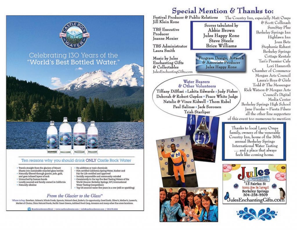 2019 Water Program Berkeley Springs International Water Tasting