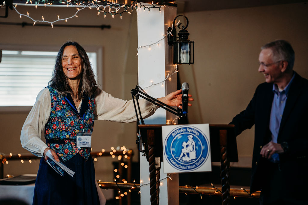 image of a lady and a podium